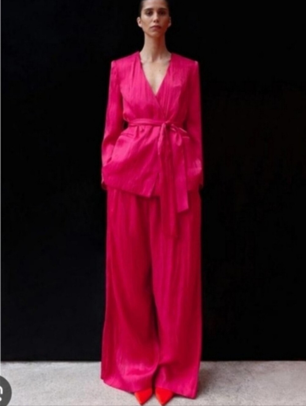 Zara Set 2pc Wide Pants and Blazer Pink Size XL - Picture 12 of 16